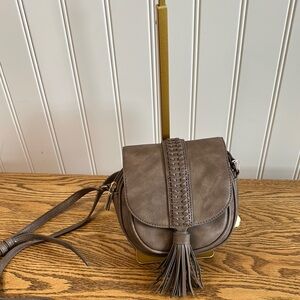 Elegant Taupe Crossbody Bag with Tassel NWT
